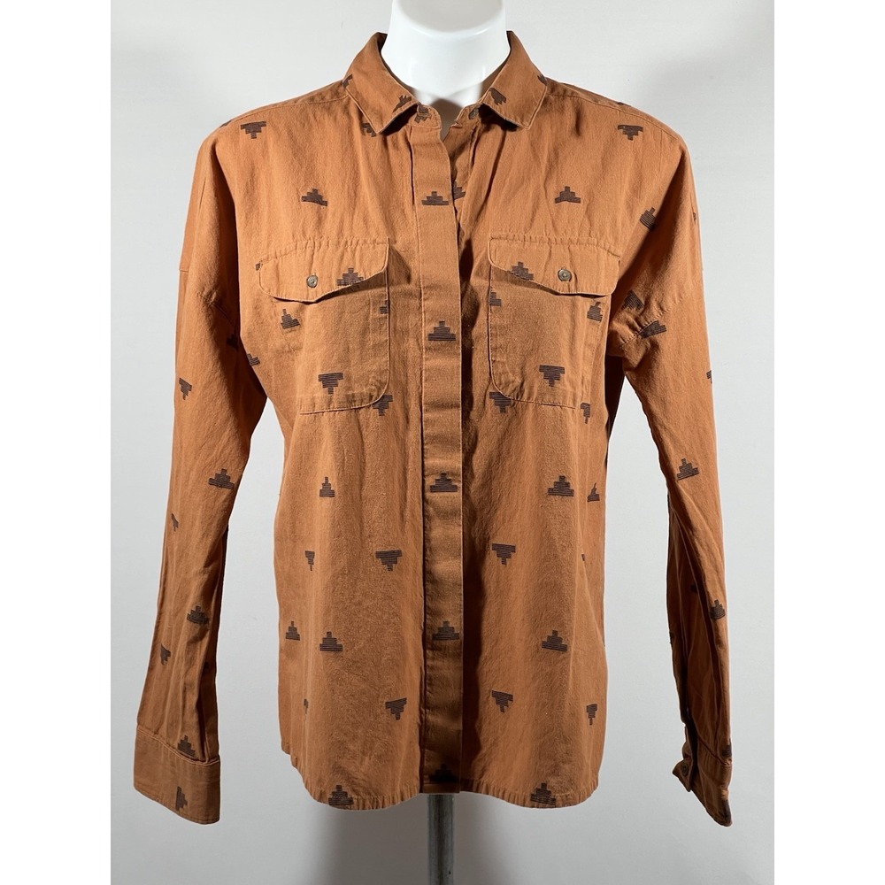 Prana Embroidered Shirt Womens Medium Long Sleeve Boho Festival Artisan